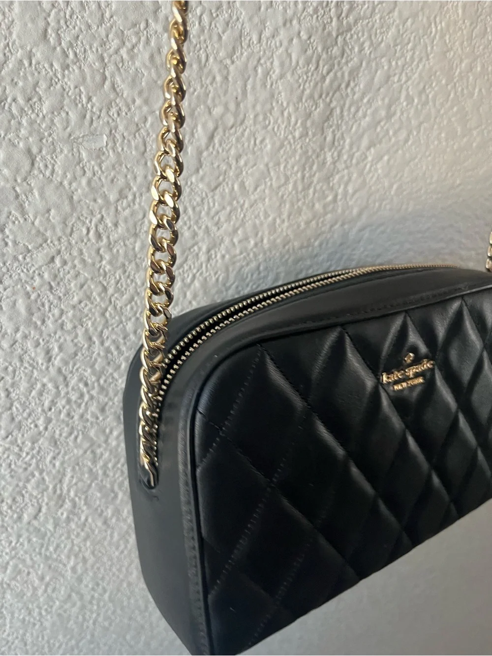 kate spade Quilted Black Crossbody with Gold Chain Strap